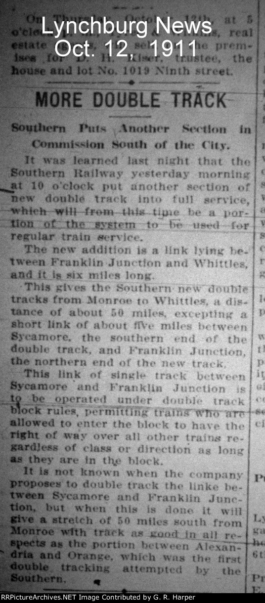 Historical footnote.  News from 1911 describing installation of double track the first time.  In addition to the name Elba, Gretna was once called Franklin Junction, too.