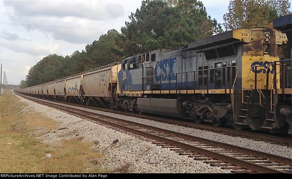 CSX AC44CW 314 runs second leading the WB Grain Express