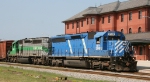 CEFX 3149 leads FURX 3048 and train Q446 northbound