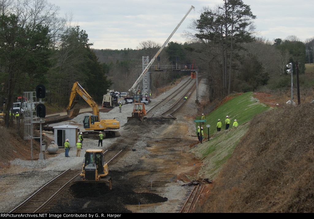 Turnout at CP Smothers is gone!  Note flood lamps to the right.  They were given track time until 1am 31JAN
