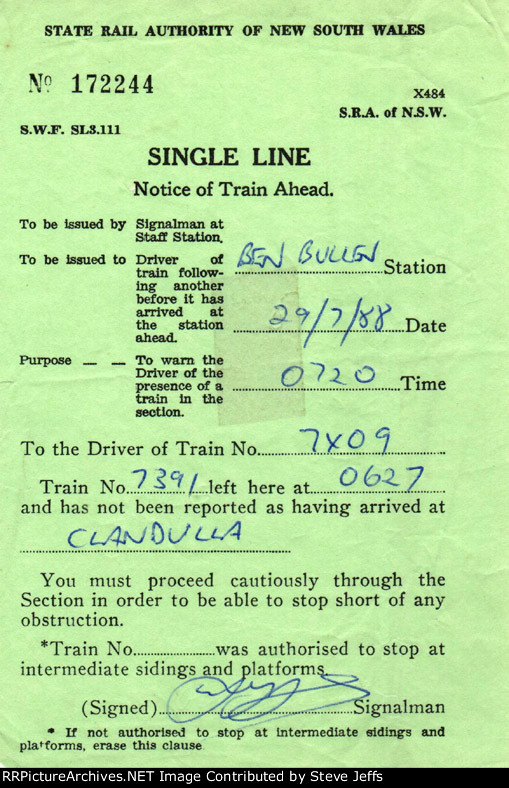 Notice of Train Ahead