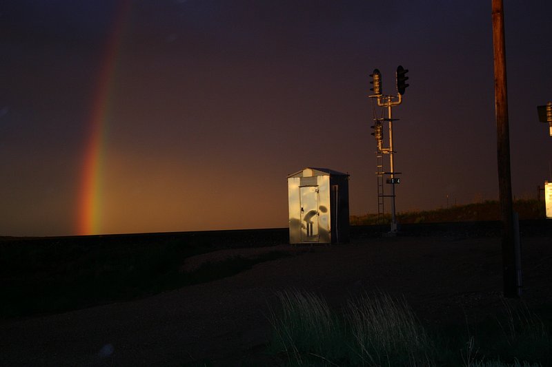 Rainbow appears just before sundown