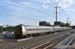 Eastbound Amtrak Keystone operating in push mode arrives into Metropark Station