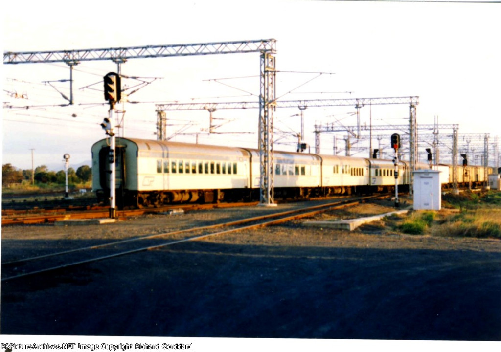Passenger train leaving the station 
