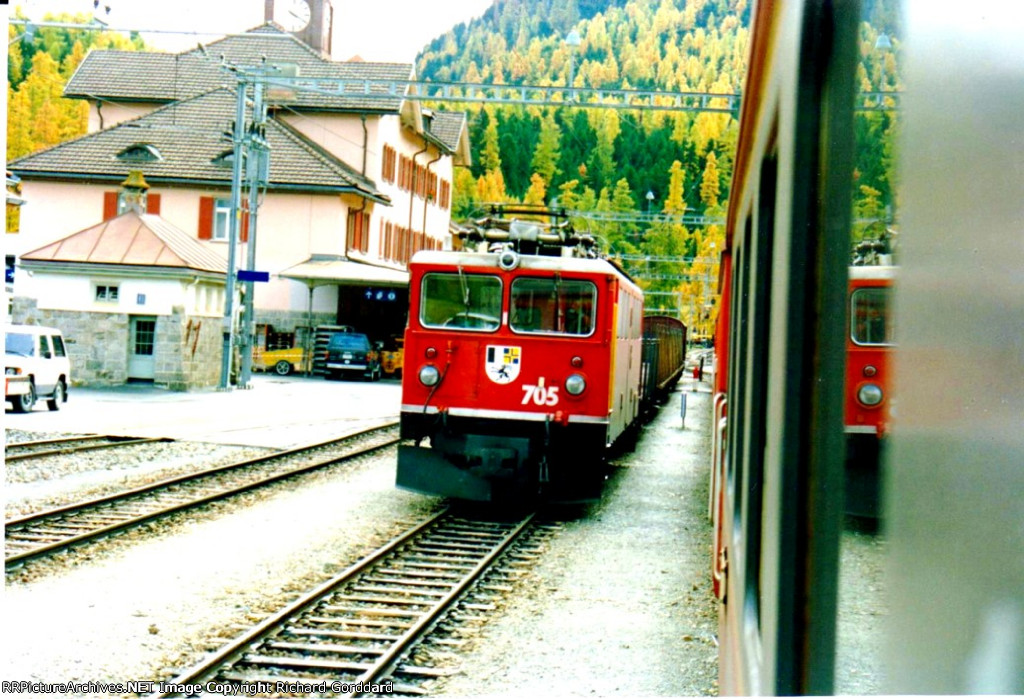 Passing a Frieght bound for St Moritz