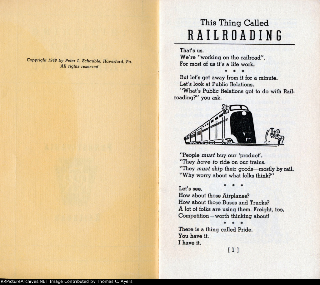 "This Thing Called Railroading," Page 1, 1949
