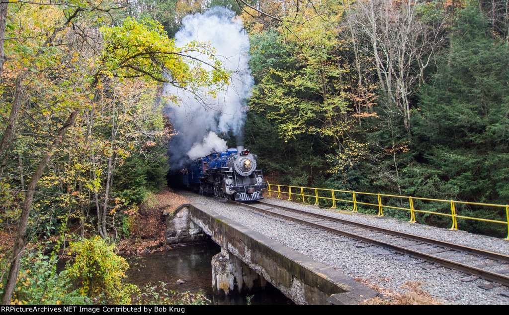 With a roar RBMN 425 emerges from the west portal of Tamaqua Tunnel 