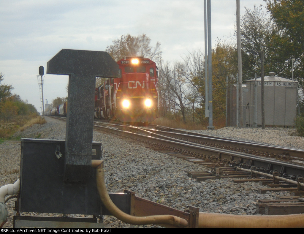  7 Engine Hook-up pulling out of Siding South of Clifton after waiting for Amtrak to pass
