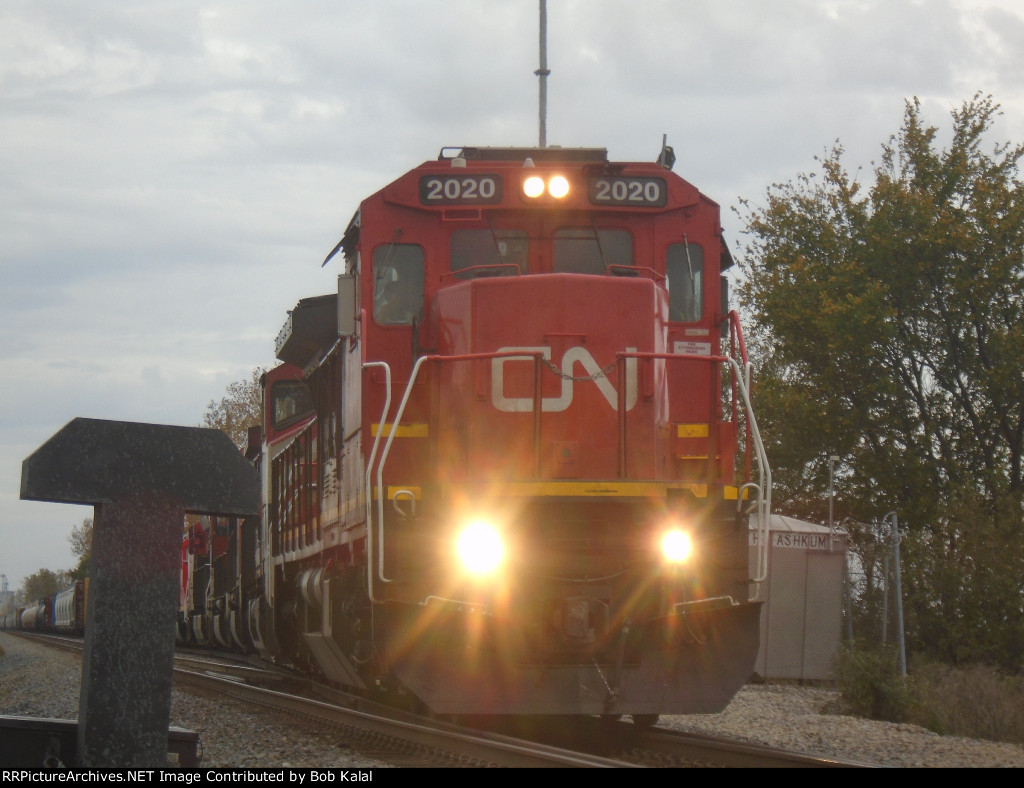  7 Engine Hook-up pulling out of Siding South of Clifton after waiting for Amtrak to pass. CN 2020 BC 4644 CN 5765 CN 5604 CN 3003 CN 908 CN 2249