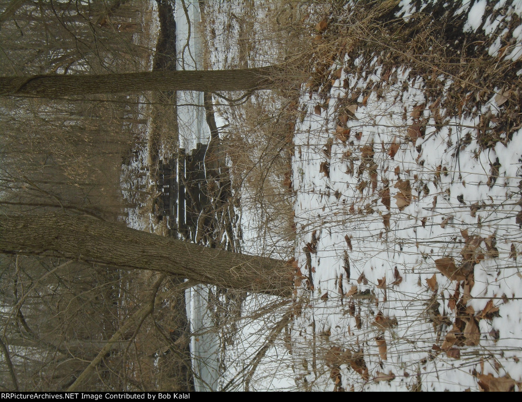 looking East towards Creek Bridge Abutments