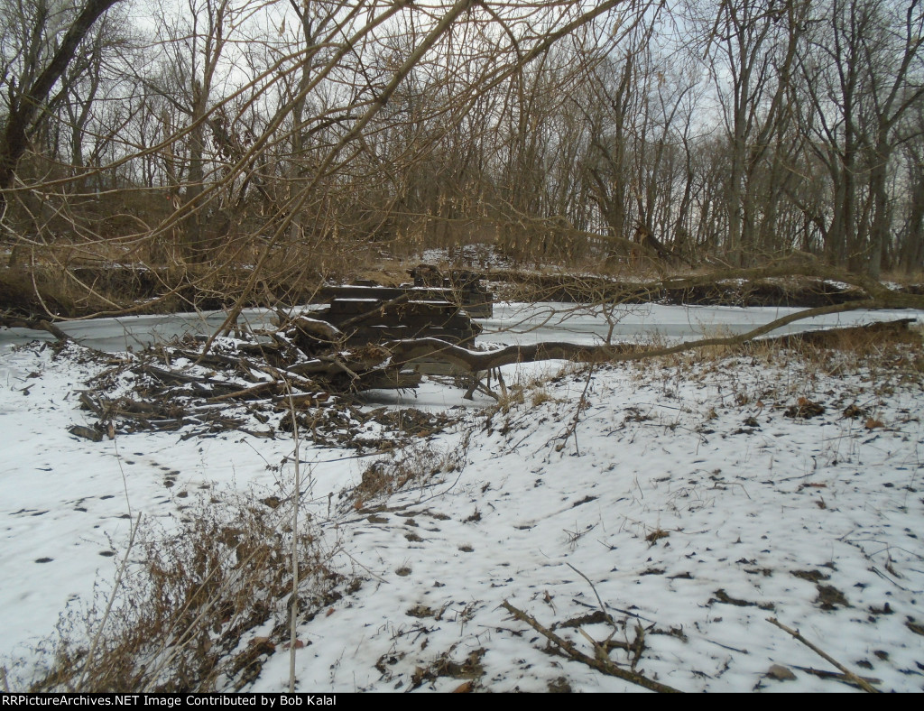 looking East towards Creek Bridge Abutments