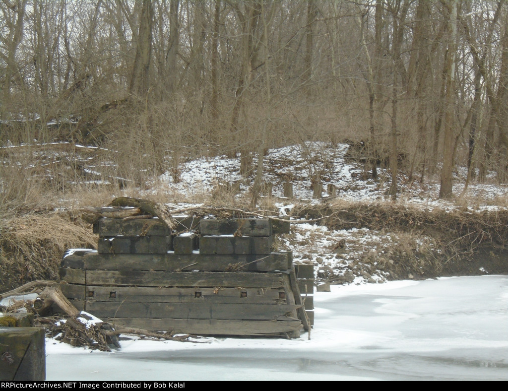 looking East towards Creek Bridge Abutments