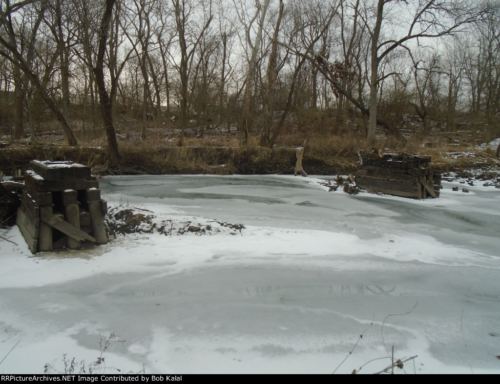 looking East towards Creek Bridge Abutments