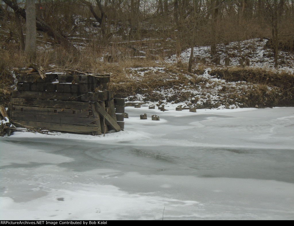 looking East towards Creek Bridge Abutments