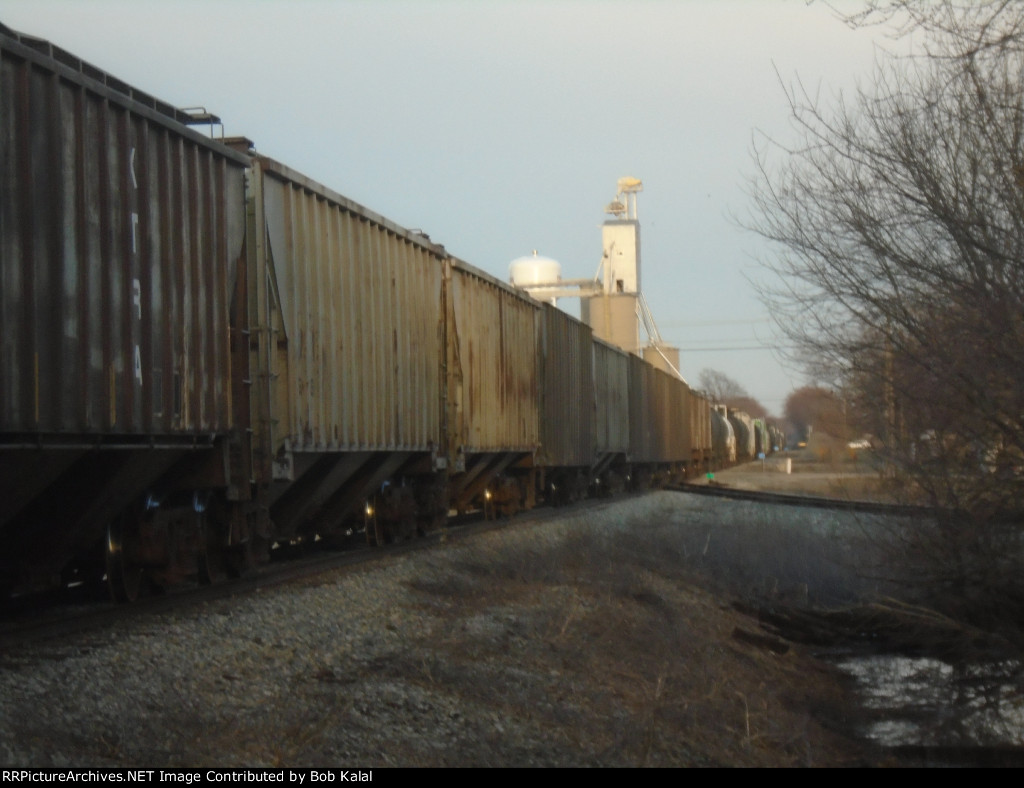  looking east at the string of cars
