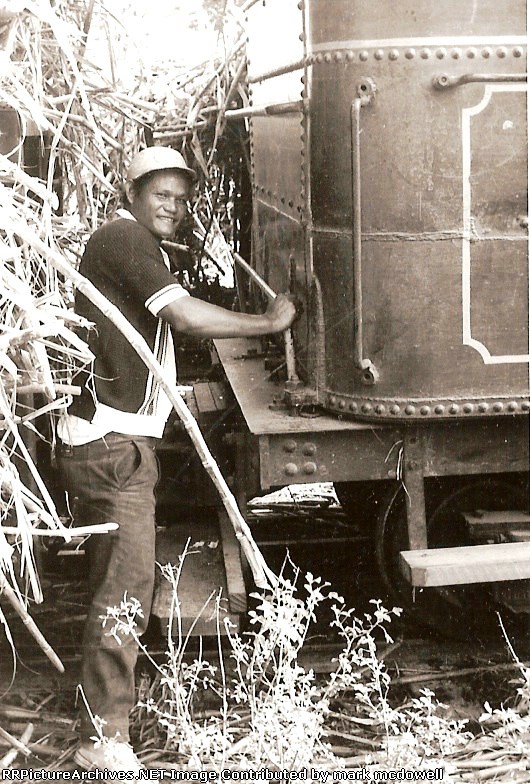 headend Brakeman, Hawaian Philippines Co., 1969, at Negros Occidental, Philippines