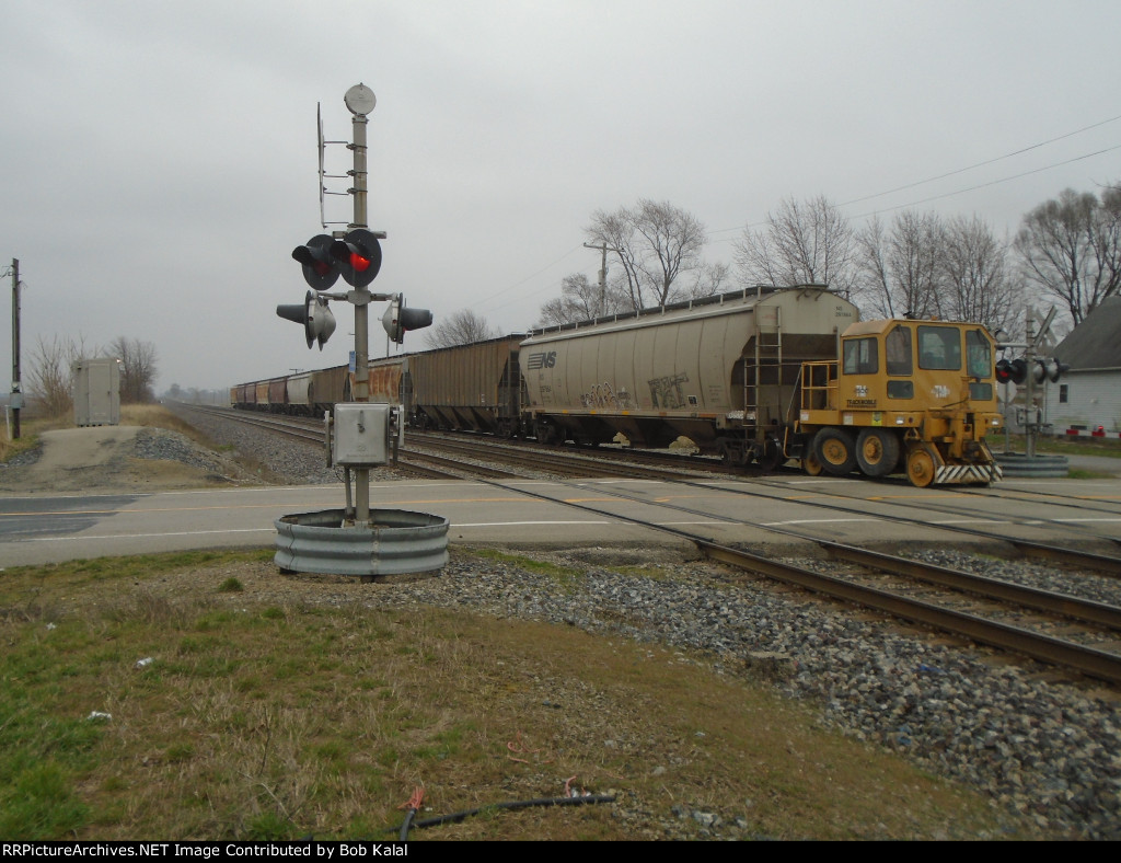  West Bound Facing Trackmobile crosses East Road