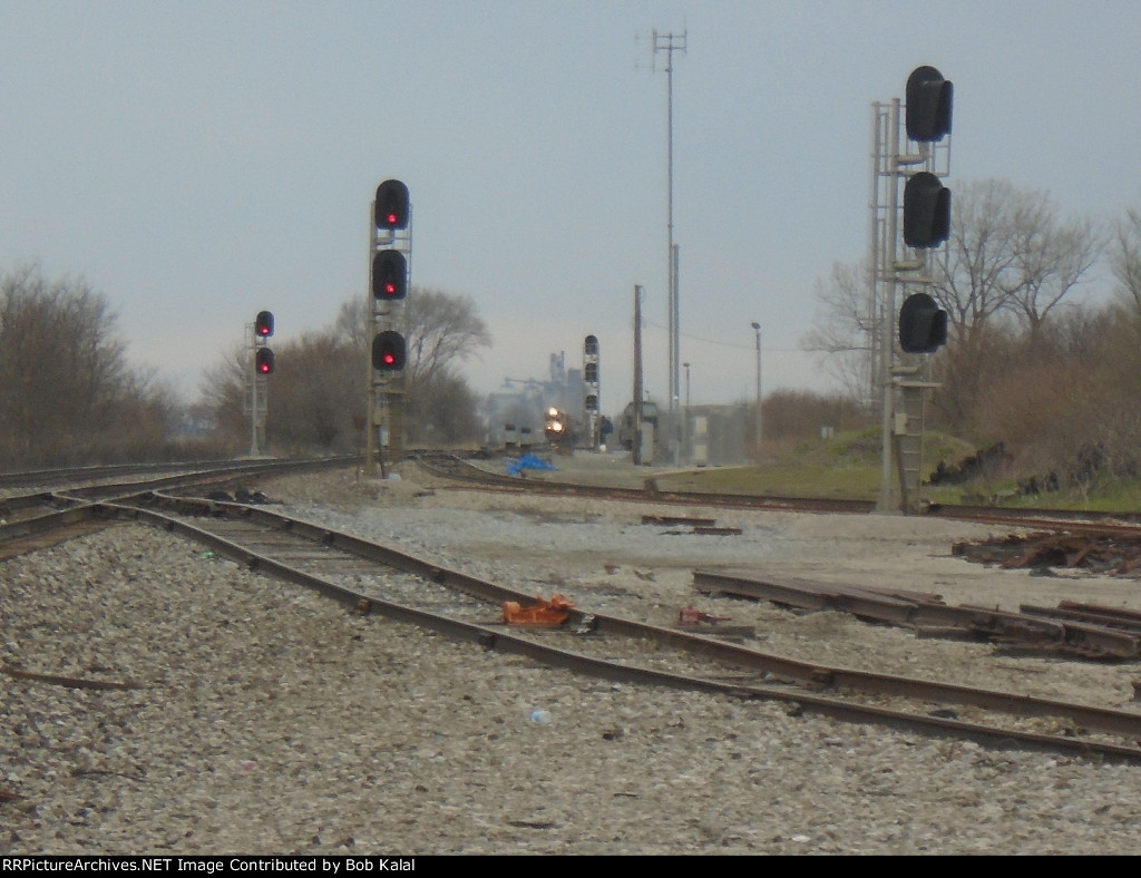 NS 4003 NS 2615 NS 2557 Heading East thru Bement & Milmine Grain Elevators way in Background