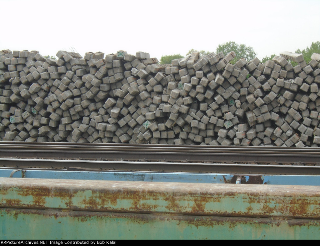 piles of old concrete ties