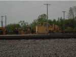 inside the wye, these track equipment cars were sitting idle