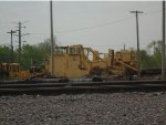 inside the wye, these track equipment cars were sitting idle
