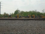 inside the wye, these track equipment cars were sitting idle