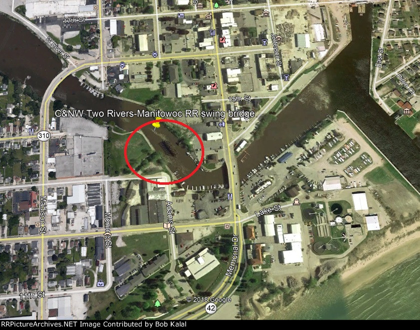 Two Rivers CNW Railroad Bridge Aerial