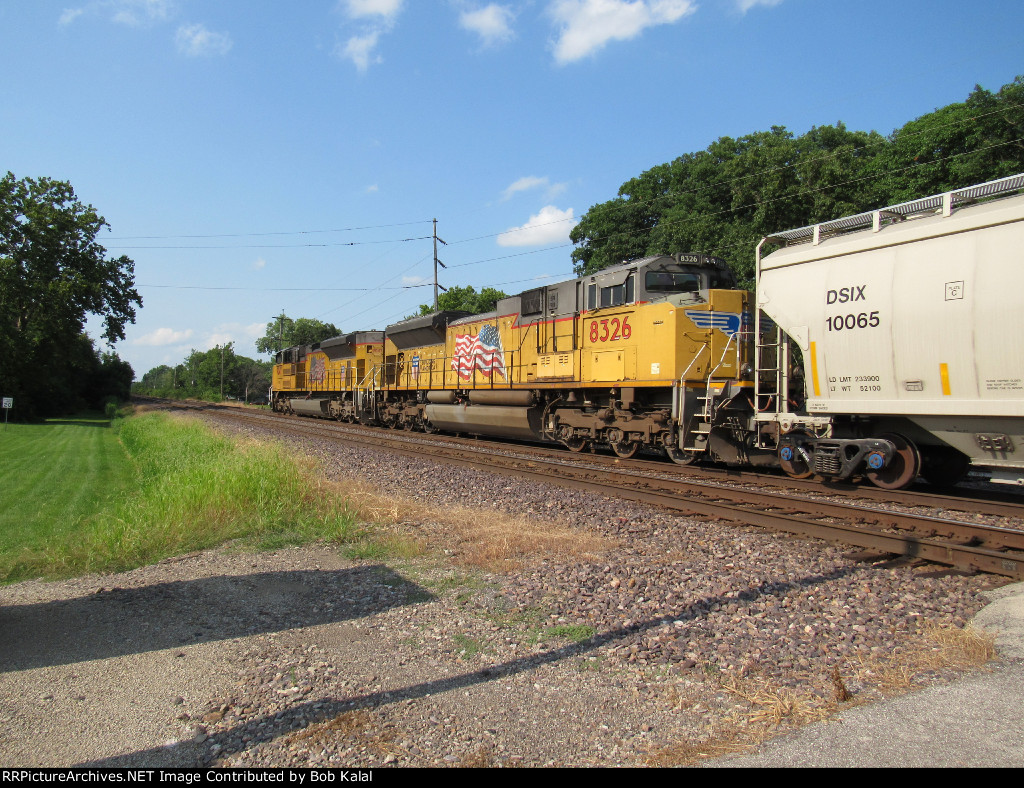UP 9047 UP 8326 heading North thru Woodland