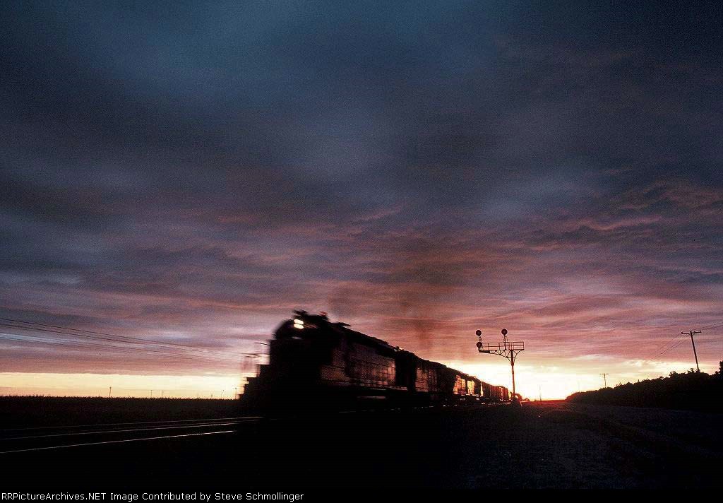 Santa Fe eastbound under clouds