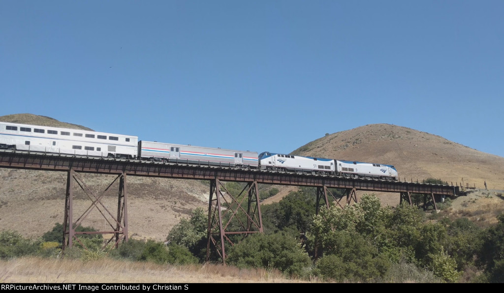 Amtrak #11 on Stenner Creek Bridge