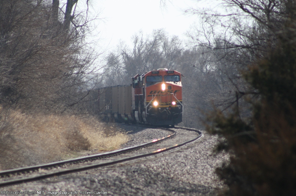 BNSF 6011 Brings the Empty Coal Train I Caught Earlier at Superior, NE, Up Out of the Valley and Towards Hastings on the Lester Sub