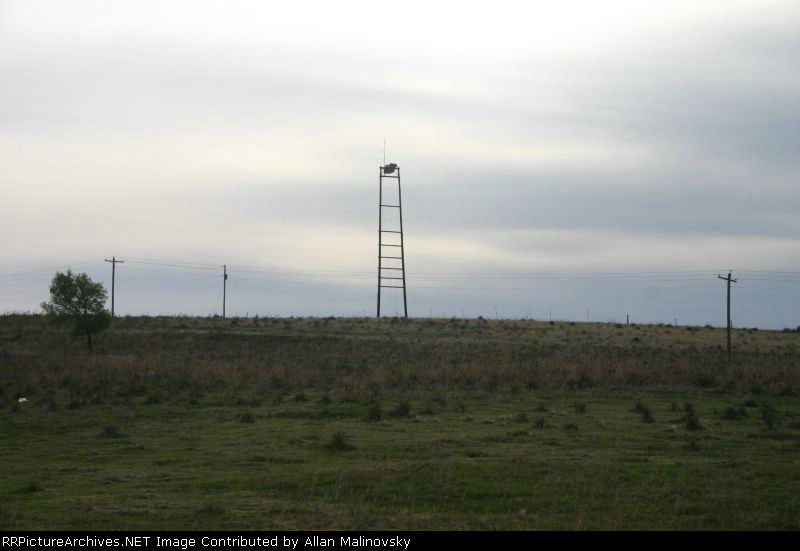 Rock Island microwave tower on the prairie