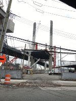 Second span of the new Koskiosku Bridge being built over the railroad 