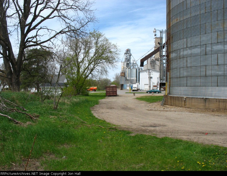 ROW northward past the grain elevators
