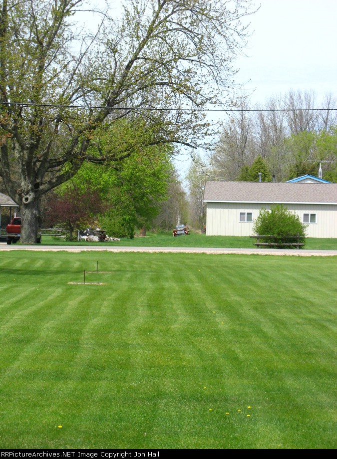 A horseshoes pit now marks the ROW northward through town