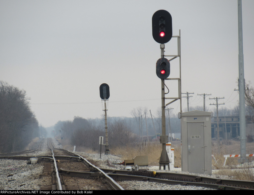 looking South down tracks towards passing track & roundhouse