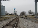 looking North down Tracks at Water Tower & Hoppers