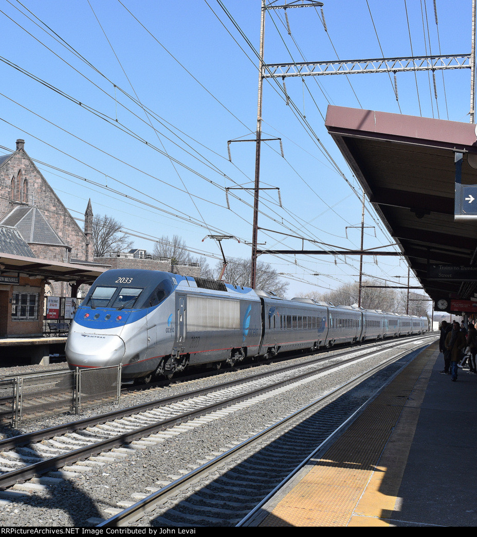 Northbound Acela heading away