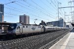 Northbound Amtrak Northeast Regional passing New Brunswick Station
