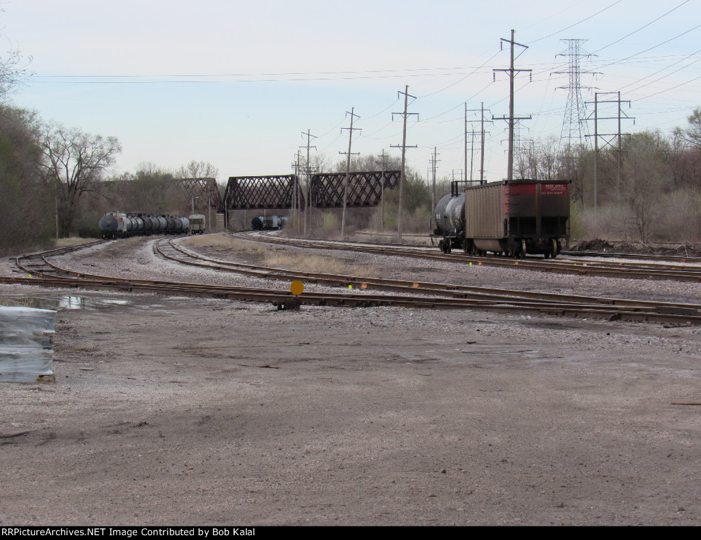 Looking North at  Keystone Steel & Wire Yard & Trestle down tracks