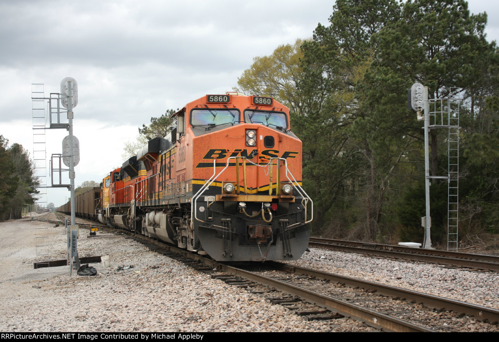 BNSF 5860 brings up the rear of the coal drag.