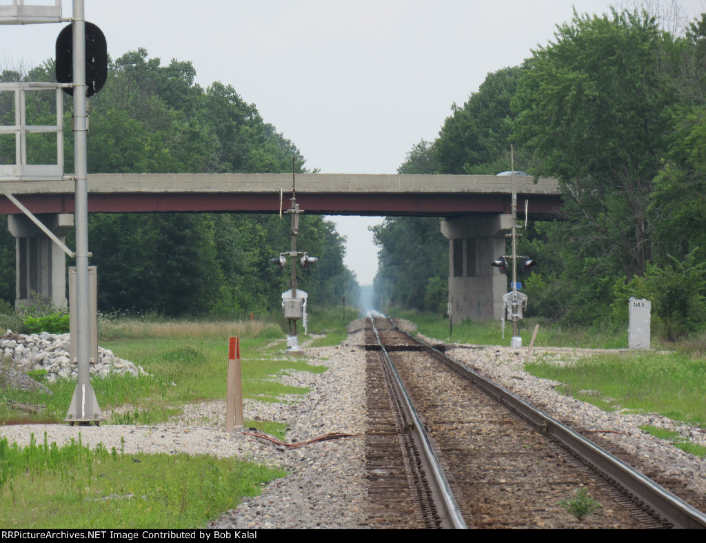 Looking Northeast at IC Track from Perkins St. Crossing