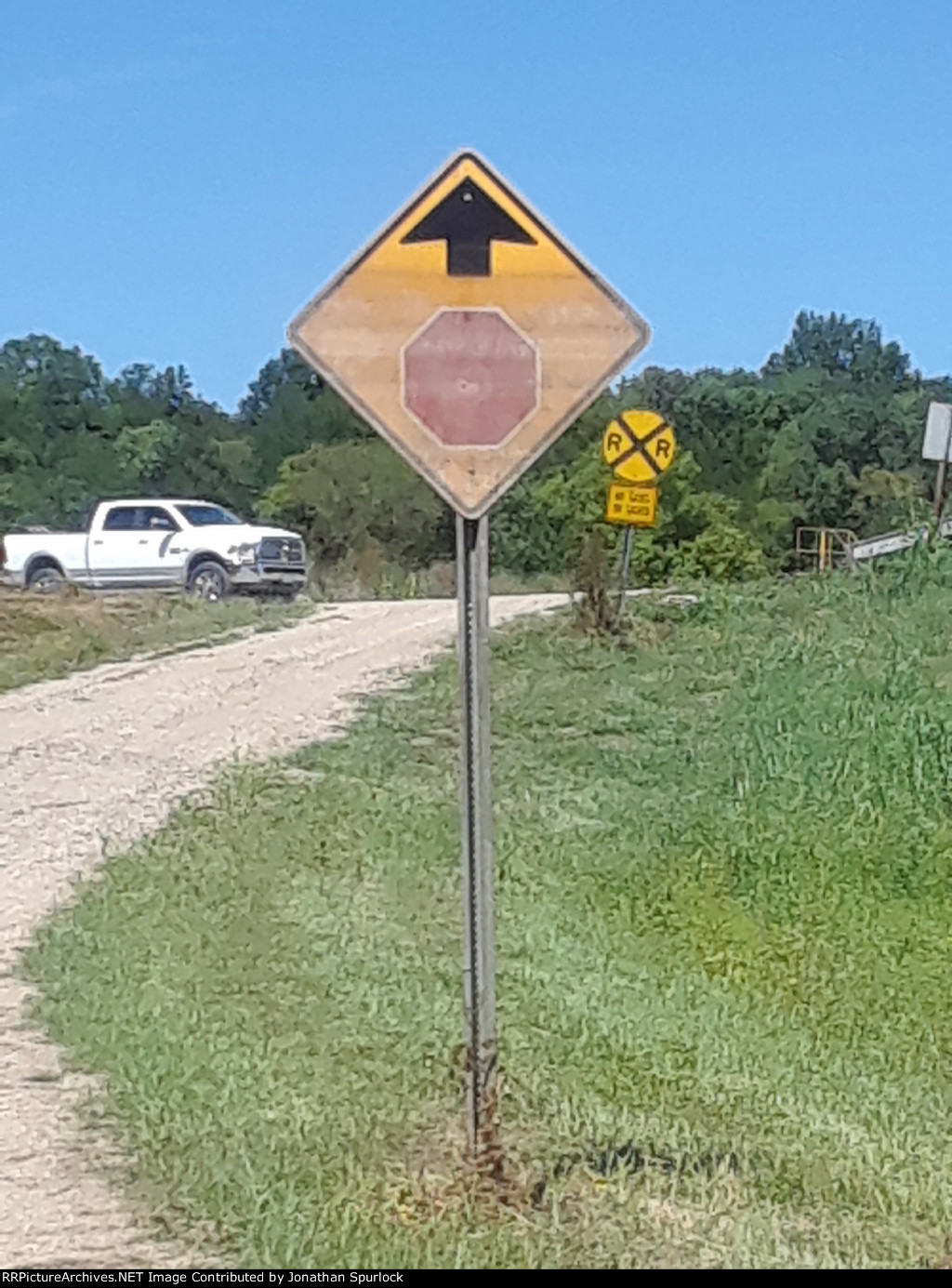Automobile stop sign near UP tracks in Jefferson City, MO