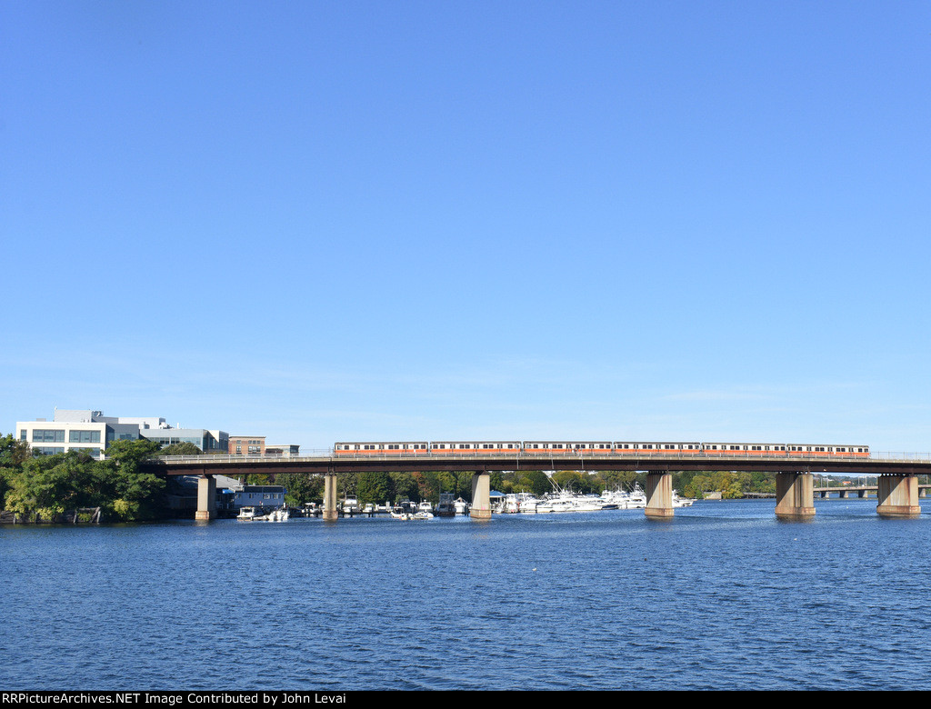 MBTA Orange Line Train crossing the Mystic River