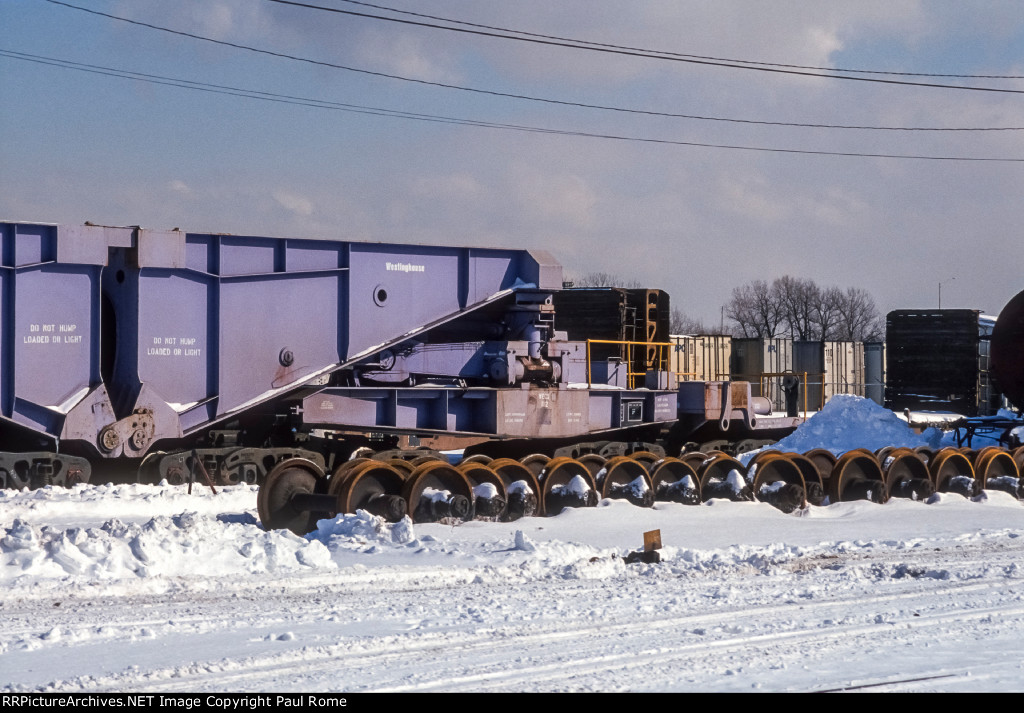 WECX 102, Westinghouse 600-ton 22-axle Transformer Car, at UP Yard Center