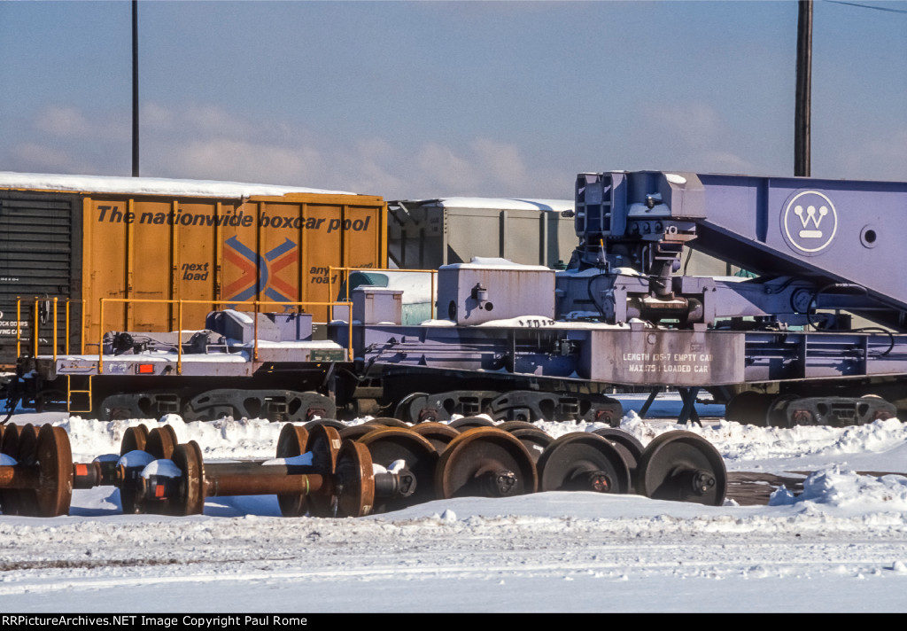 WECX 102, Westinghouse 600-ton 22-axle Transformer Car, at UP Yard Center