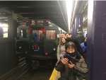 NYCMTA 2019 Vintage Holiday Subway at 2nd Ave Station with proud fans