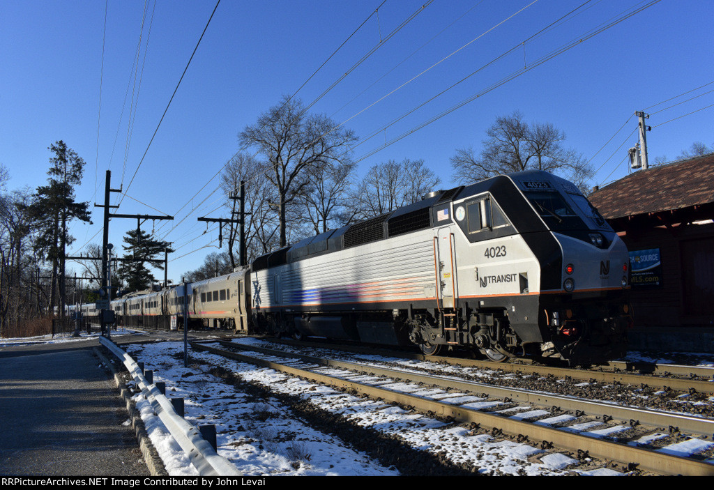 NJT PL42 on the rear of the last eastbound diesel train of the holiday schedule on MLK Day