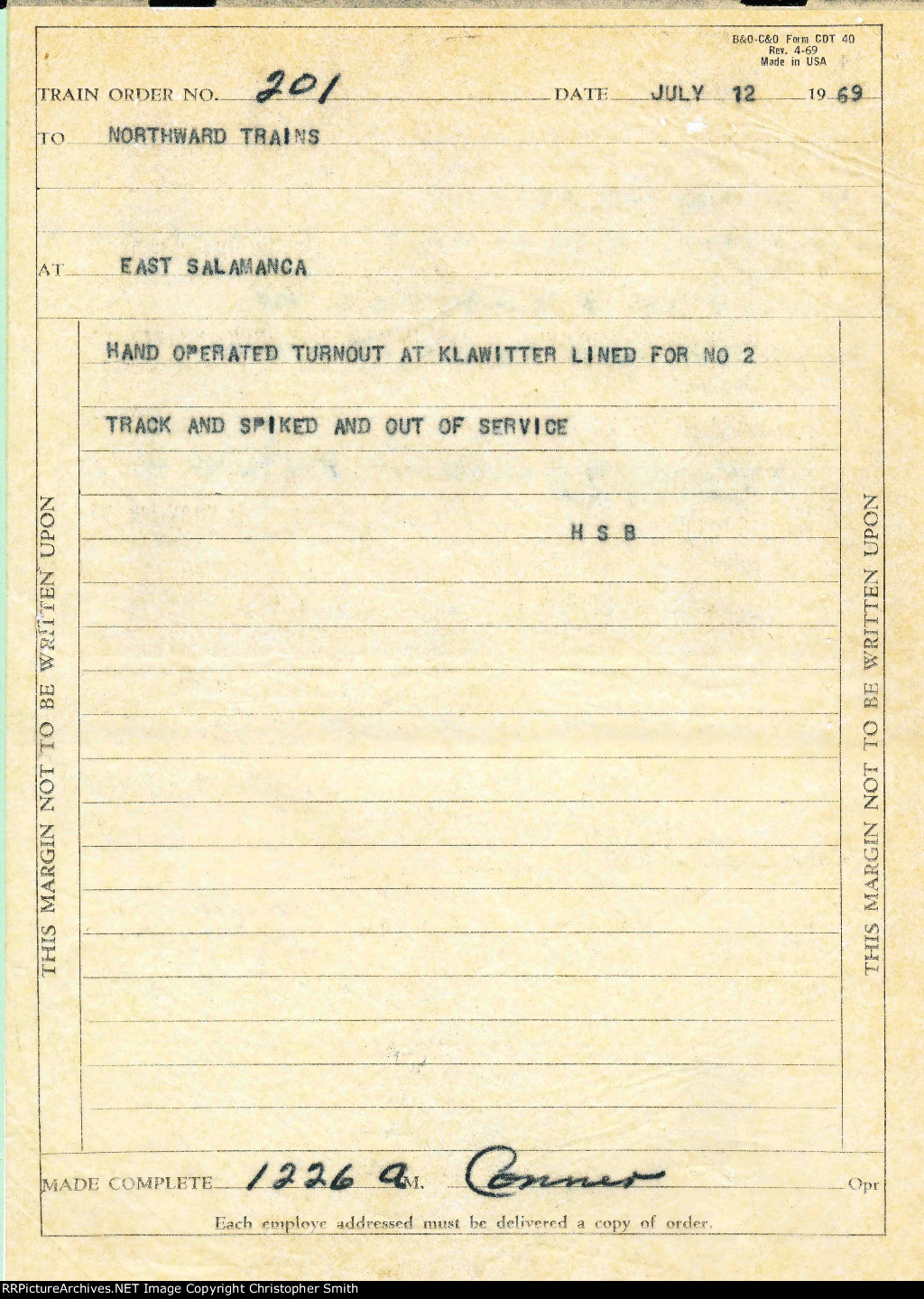 B&O Train Orders for SR94 - item 2 of 9