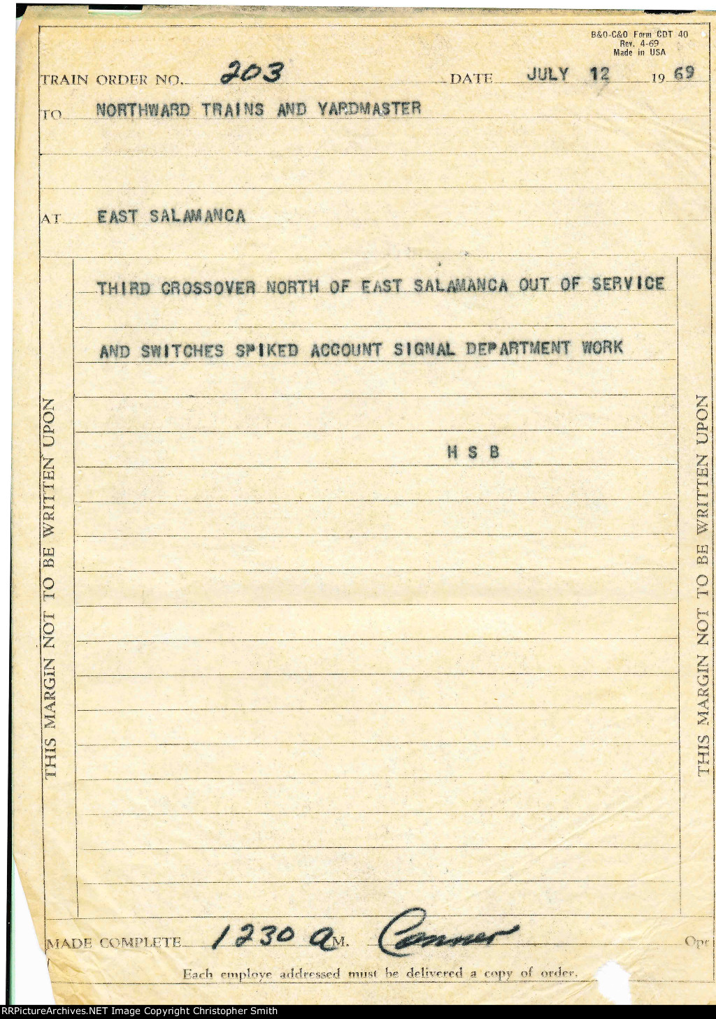 B&O Train Orders for SR94 - item 4 of 9